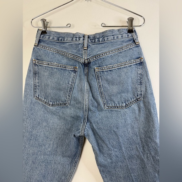 Agolde 90’s pinch high waisted light blue denim cropped button fly jeans 27 - Picture 6 of 9